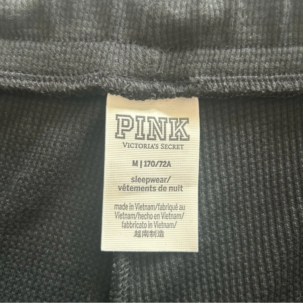 NWOT Victoria’s Secret PINK Medium Black Waffleknit Sleep Pants Pockets Pajamas